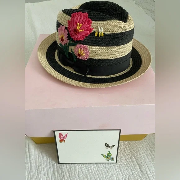 Kate Spade hats off Kate Spade Hats Off color block straw/felt hat with  main image 4